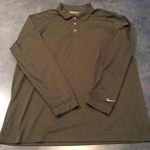 Nike Golf Dri-Fit Long Sleeve Polo Size XL Brown